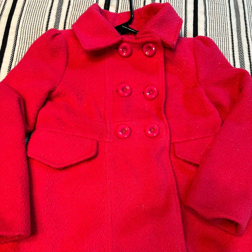 GAP KIDS Winter Pea Coat Hot Pink With Sparkles 7/8